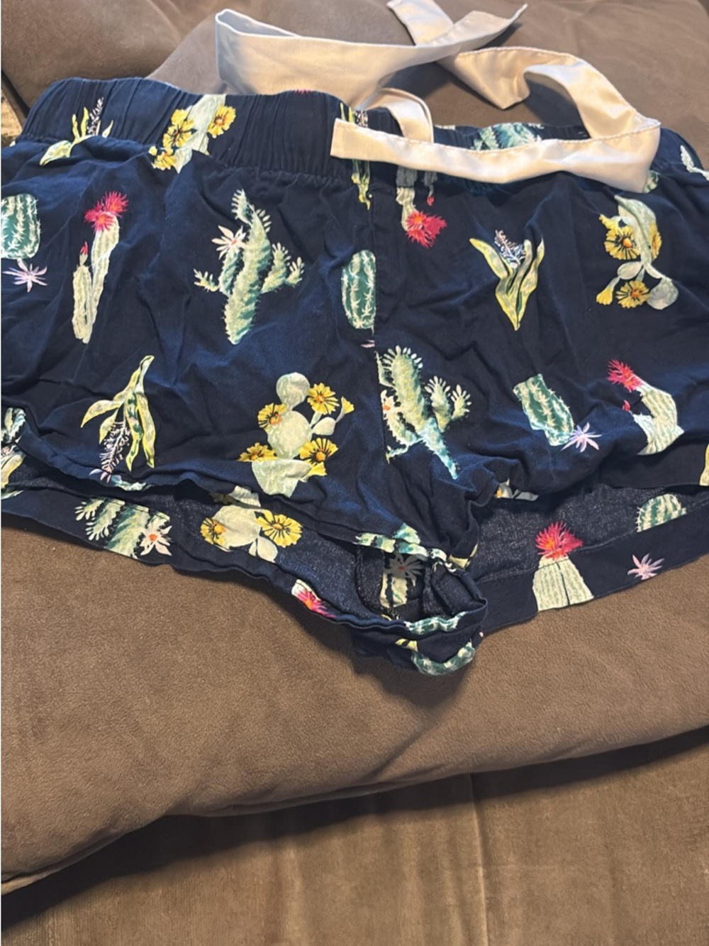 Old Navy Navy Blue Cactus-Print Athletic Shorts